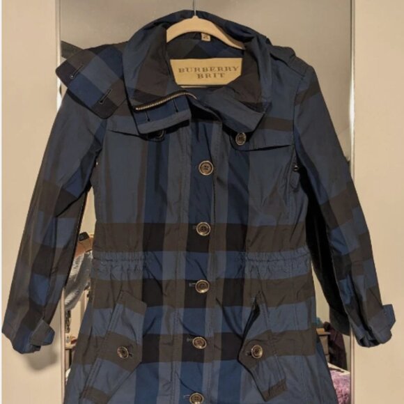 Burberry Brit Women's Blue Plaid Jacket – Size XS (FRA 34 / 165/76A) - Picture 1 of 8